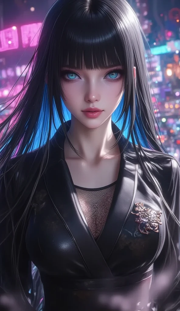 cinematic lighting、highest quality,cyberpunk world、1 female、(20 year old beautiful woman、Detailed beautiful facial features、medium hairの紫髪、shoulder length hair、blue eyes、smile、tilt one side'head of:1.4)break,(medium hair、purple hair:1.5)(Plump breasts and cleavage that are about to spill out:1.4)(A white leather jacket over white cyber tech wear with a neat image、Rosary Necklace:1.2)BREAK.purple hair(evening、Sunset、roof of the building:1.2)