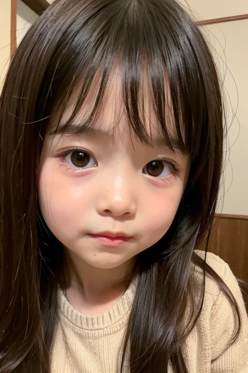 adorable, 1 girl, (face to face), 10 years old, baby face, happy, half body portrait, (face details: 1), (eye details:1), ((big breasts)). wearing transparent transparency long shirt, .. Cute posed. proportional body. Ultra High Res. realistic: 1.4, UHD, poke a bun Hairstyle , lace