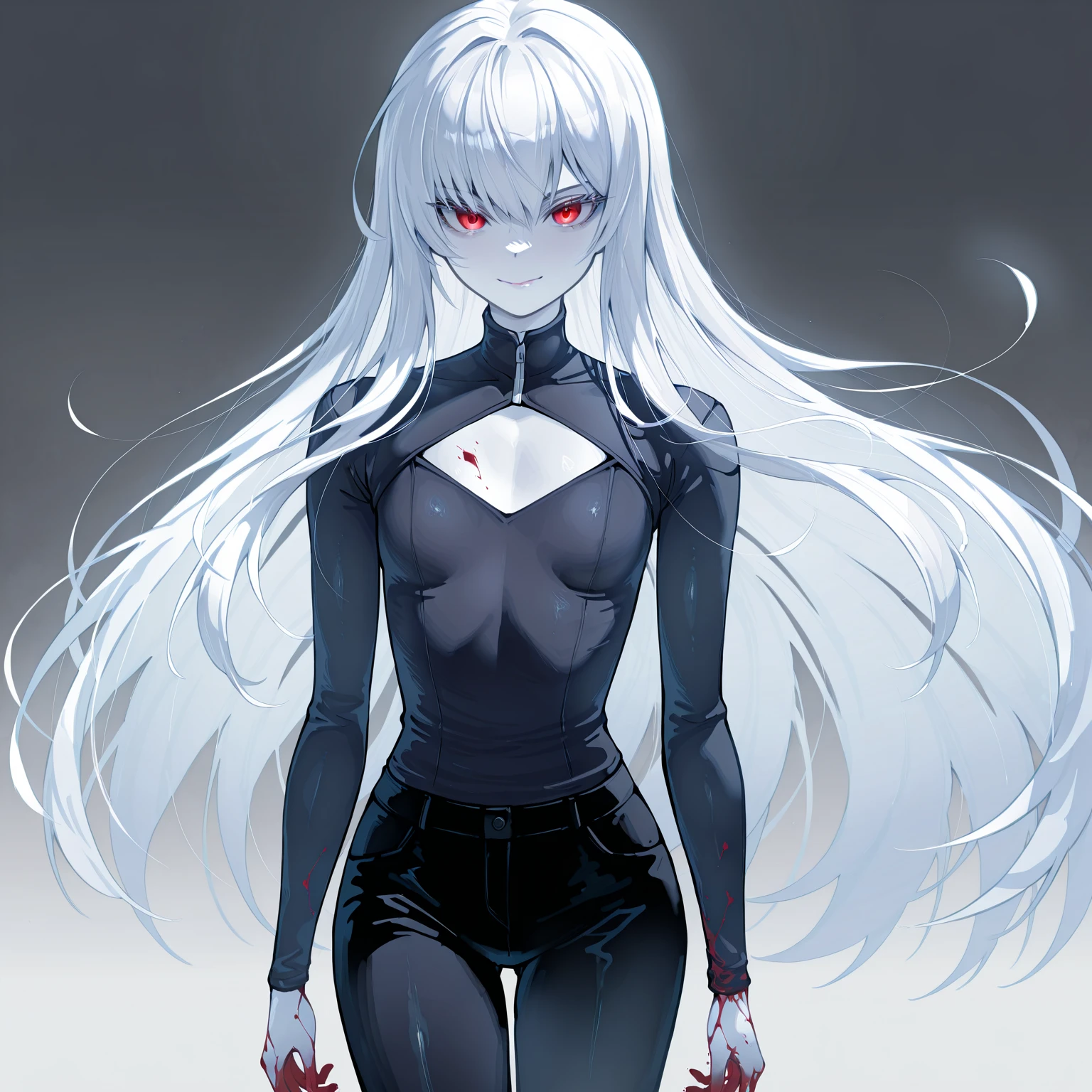 ((melhor qualidade)), ((super hdr)), ((4k)), ((horror anime bit)), ((horror)), chains in the background with blur, all dark anime with red eyes, artistic name "GX Station Exclustividades"
