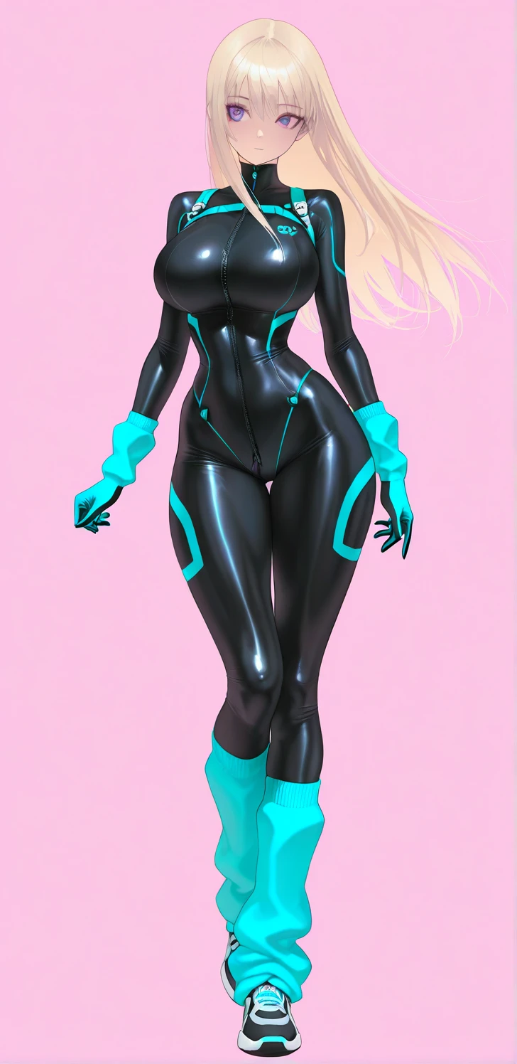 Pop Art style, art of (seducing_lewd_socialite:1.3), (neon_glowing_legwear:1.3), (chiaroscuro:1.3), (dynamic angle:1.3),(dynamic scene:1.3),(action packed:1.3), solo, (particles_and_sparks_in_air:1.3), <lora:DDR_Fashion:0.1>, AnalogRedmAF <lora:AnalogRedmondV2-Analog-AnalogRedmAF:0.1> (high detailed skin:1.2), 8k uhd, dslr, soft lighting paint splatter, paint drops <lora:SDXLPaintSplash:0.7> Colorsplash 8k, high quality, photo, (full body shot), (((white background))), 1 tall woman, (shiny long platinum blonde straight hair, blunt bangs:1.3), latex bodysuit, (gold metal toe and heel black short boots), a black neck choker, (Korean:1.3) full body, high heels, solo, beautiful eyes, ankle bow, <lora:add-detail-xl:1> <lora:DetailedEyes_V3:1>, perfect eyes <lora:perfect-eyes:0.3>, (closed mouth:1.3), Bright colors, bold outlines, popular culture themes, ironic or kitsch