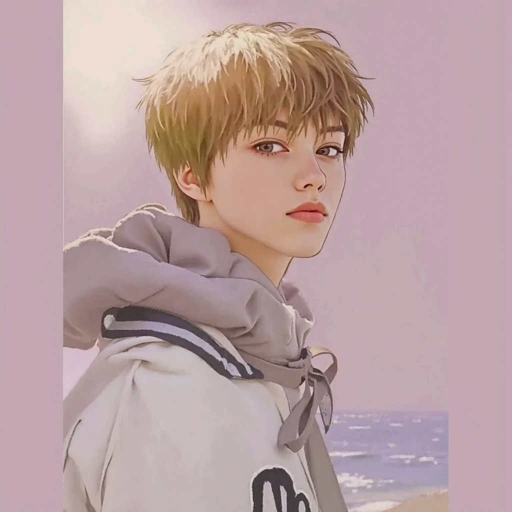 there is a painting of a young boy with a short hair, anime realism style, realistic cute girl painting, realistic anime artstyle, anime realism, digital cartoon painting art, realistic anime style at pixiv, artwork in the style of guweiz, painted in anime painter studio, anime style portrait, semirealistic anime style, inspired by Yeong-Hao Han