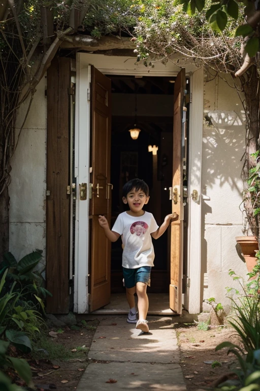 A 3-year-old Chinese boy skips rope happily on the bright balcony of a modern minimalist room