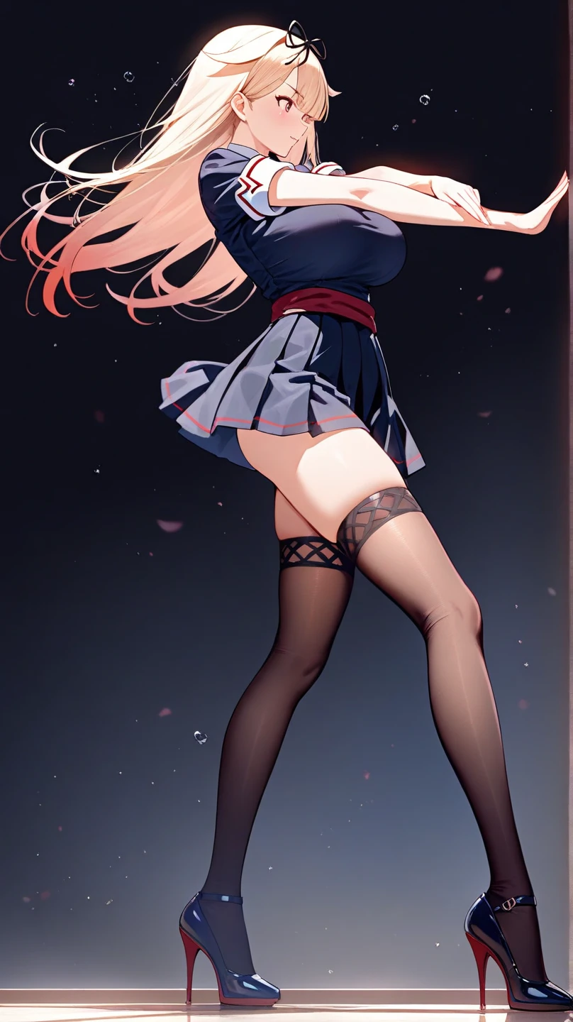 {Highest quality], [Super beautiful], [Ultra fine], [Best illustration], NSFW,Brown Hair, Hime cut, Long Hair, With bangs, girl,high school student,uniform,knit,skirt,smile, blush, Slender women, Adult women,Standing posture,(Public),Night Park,Summer festival,diagonal, Navy blue knee socks,Black Loafers、Stripes々
Panties、Panties in full view、From the back