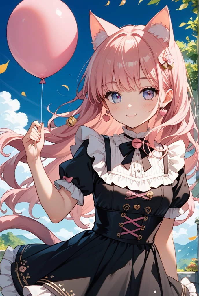master piece, hyper quality, Hyper Detailed, Perfect drawing,1girll,Loose and fluffy hair、drills twintails、Pink hair、Big eyes with double eyelids、Passed nasal muscle、blusher(0.2)、Ochoboguchi、Ear piercing Lolita Fashion、Clothes with lots of lace and frills、a miniskirt,knee high socks(:1.5),garterbelts、(((Holding a large bouquet))), butt sticks out, Big round buttocks, Standing figure, ((Panties are visible)), (((Luxury panties)))、Cute smile, Sunburn scars: (1.5), outside of house、blue-sky、Summer color、sunlight、Shooting from diagonally below, Beautiful background, meticulous drawing, Accurate drawing.
