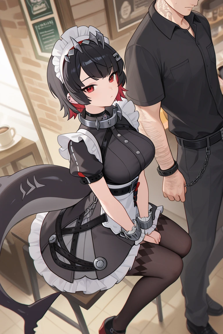 NSFW,masterpiece,Highest quality,High resolution,Super detailed,marnie_\(pokemon\),Aqua Eye, Black Choker, Red ribbon,Small breasts,(Classic maid outfit),Off the shoulder,Crop top,Headdress,mini skirt,garter belt,expectant face,Frustrated face,Embarrassed,blush,(Ecstasy face),Old-fashioned coffee shop,heart,Trembling,(Middle-aged men),Falling into Pleasure,(Squirting),(Having sex),Insert,Creampie