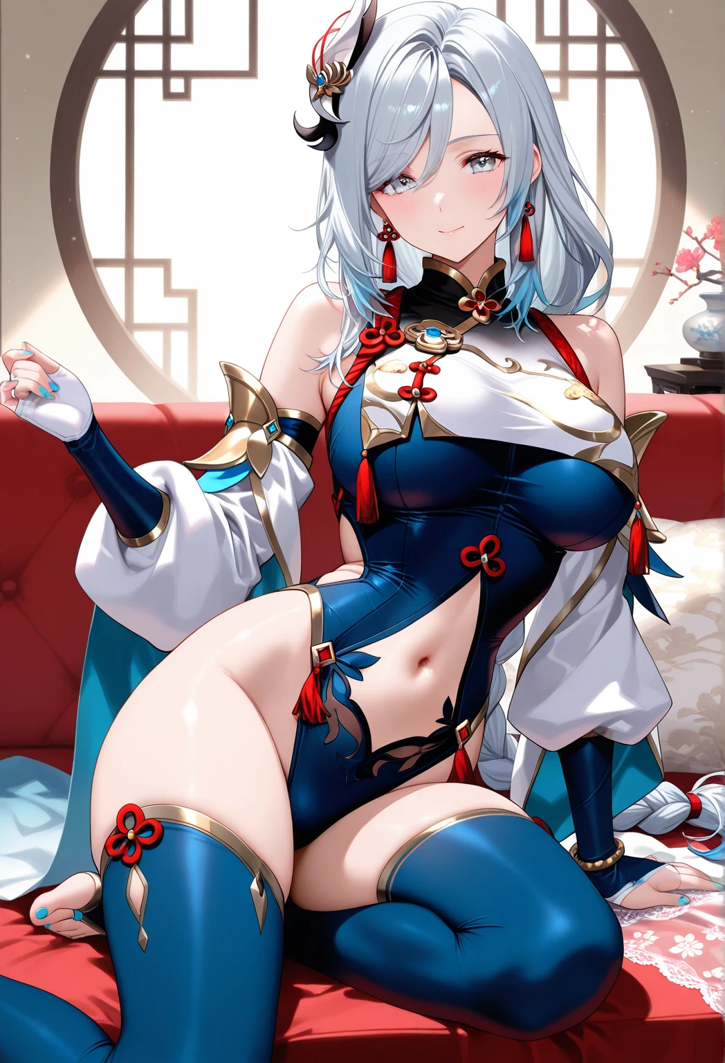 Paimon from Genshin Impact urinating, showing her open vagina and anus in very provocative lingerie 
