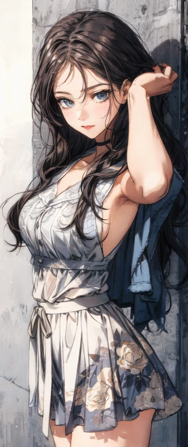 high quality coloring books, white background, no black fillings, portrait, highest quality, super high quality,1 girl, white shirt, gray hair, white tight skirt, white collar, gray hair, small breasts, reading a book, baby face, cute smile, manga, comics, slender body, very beautiful high school girl, study at the table, close up of face