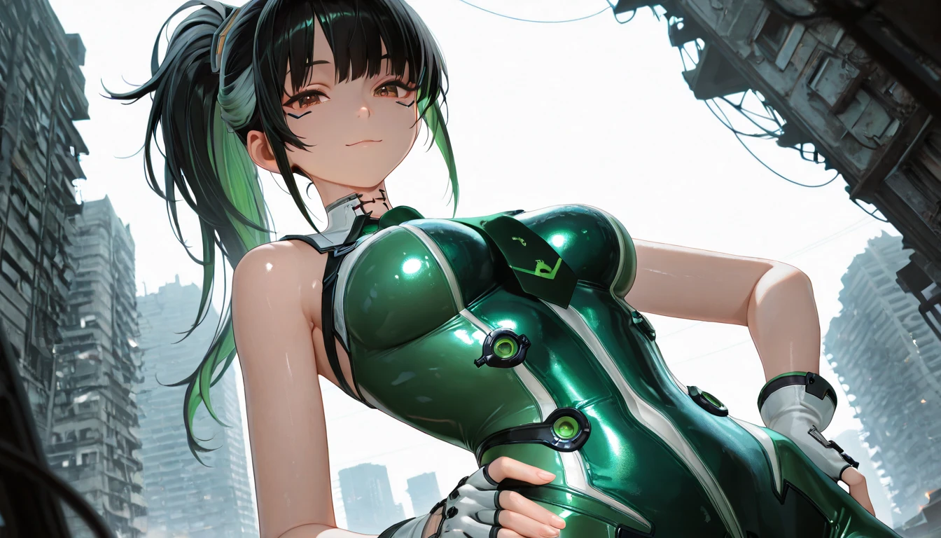 Generate Mecha Girl images, Express surprise and emotion, Wearing tight-fitting mechanical armor, Her hair is short, Blue Silver Bob, Her eyes are glowing green. She is reaching for the camera, Slime that extends to the wrist. The background is an underground cave where slime lives. blazing, Bioluminescent plants illuminate the scene, Glossy highlights, The sticky texture of the slime and the metallic finish of her armor. Despite the invasion of slime, She looks lively and playful, Her mechanical parts run fluidly despite slime adhesion. Details of her suit, Like exposed wires and glowing power cores, Can be seen through transparent slime, Add a little riskiness to your images. Slime-covered armor and glowing plants reflected on the walls of the cave、Captivating, Otherworldly atmosphere