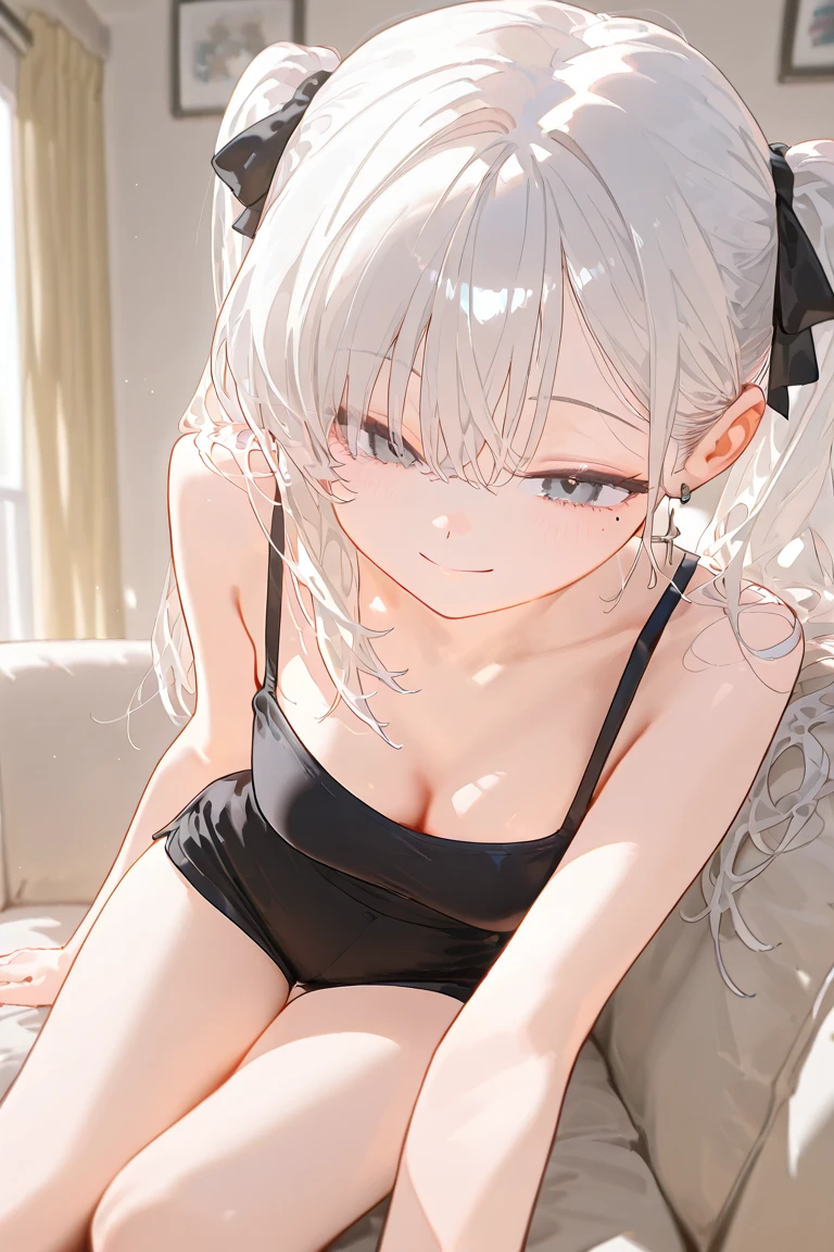 (masterpiece), (best quality), perfect face, beautiful girl, white background background, delicate and beautiful face and eyes, dark intense shadow,
1 girl, vtuber style, cool girl, hololive, Murasaki Shion, mini bikini, wet body, small chest, cropped shoulders, clavicle,cameltoe, Navel-baring, wet body, wet hair, one eye close winking, smile, body visible through clothes, chest visible through clothes, ass visible through thighs, Shiny Oiled Skin, (full body), barefoot, bare thighs, sitting, open legs wide, from below, pov crotch,
