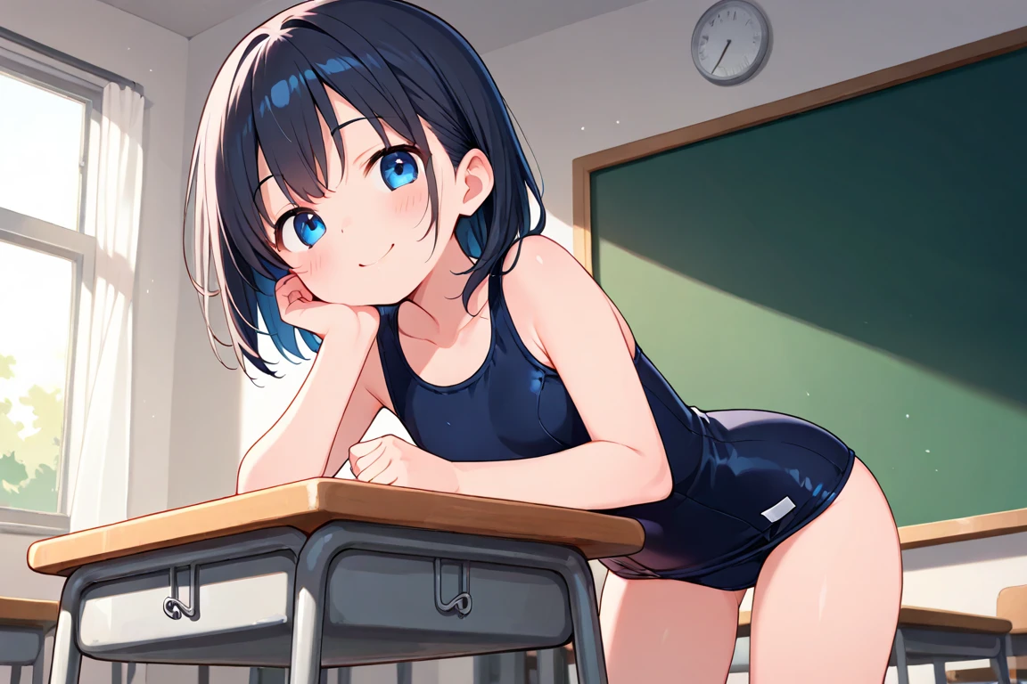 ((highest quality)), NSFW,kneeling,legs spread,tanned skin,school swimsuit,in the classroom


