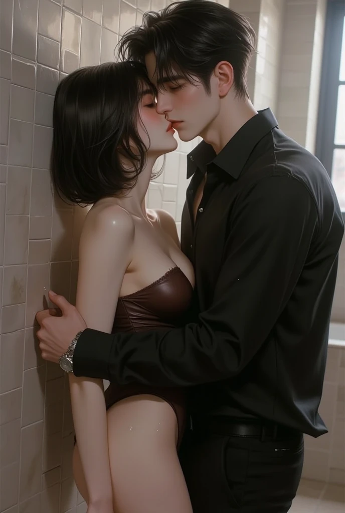 （A high resolution，tmasterpiece：1.2），full bodyesbian，(slender boy: 0.6) and demon mistress：1.8，femdom：1.6，（（Dominating mistress, mistress is semi nude, mistress wearing wet tight thongs, boy is semi nude, boy nude below torso, mistress leaning back，boy on top, Mistress teases boy, boy below is mistress, boy leaning on mistress and hugging her:1.2, mistress both hands on boy head pulling boy in:1.6, mistress feeling ecstasy , boy licking mistress panties:1.8）：1.2） 。 （电影灯光）