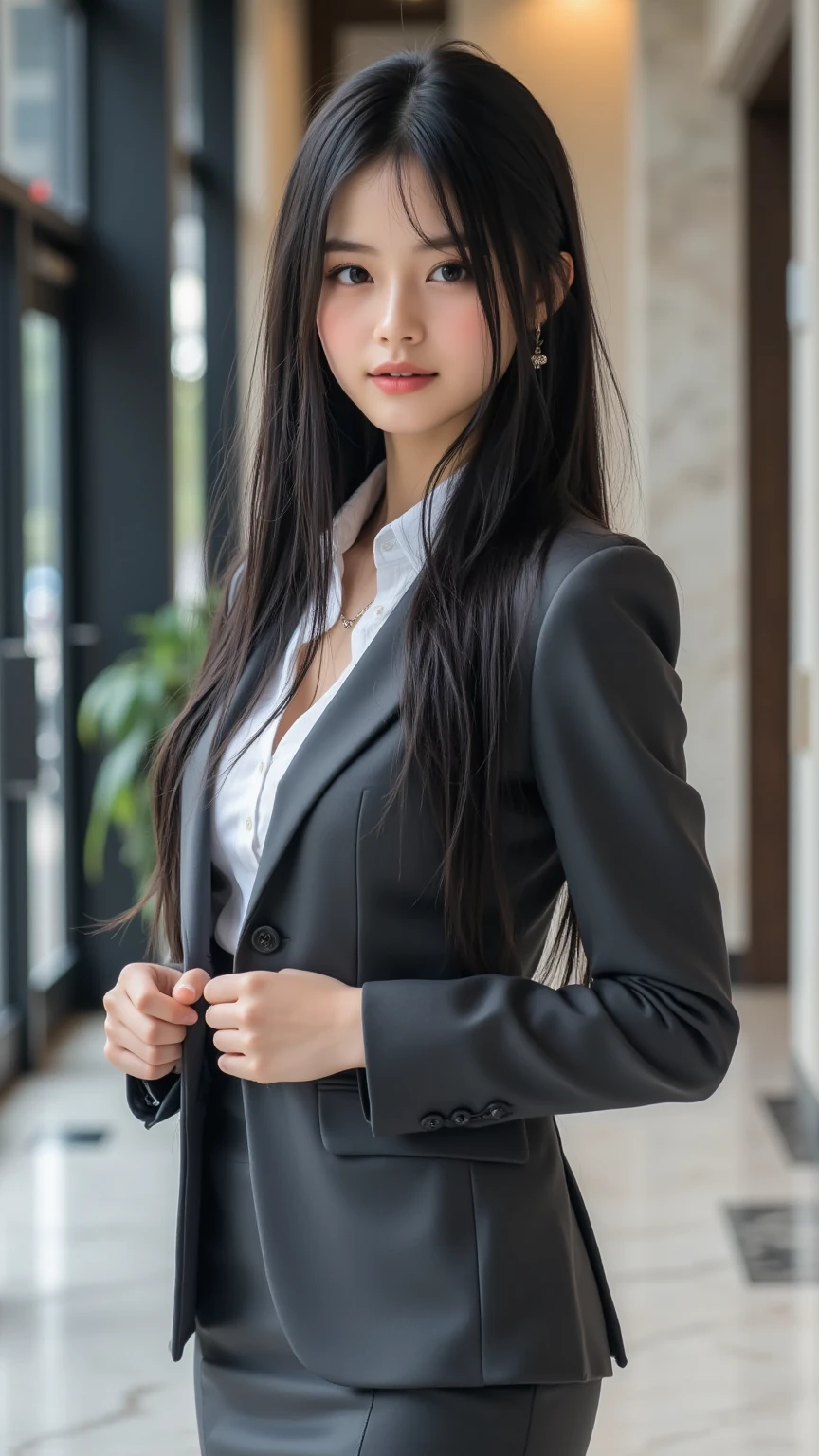 8K, best quality, masterpiece: 1.2) , super details, 1 girl, cute, independent, beautiful details sky, coffee details, night, sit, date, (red nose) , sweet smile, (Smile: 1.15) , (shut up) small breasts, small details beautiful eyes, Turkish, (collar shirt: 1.1) , black and white business attire, night, wet, business dress, rain, long hair, brunette, flowing hair, NovaFrog Style, Cat,Nikon D750 DSLR Camera with 24-120mm f/4G ED VR Lens
