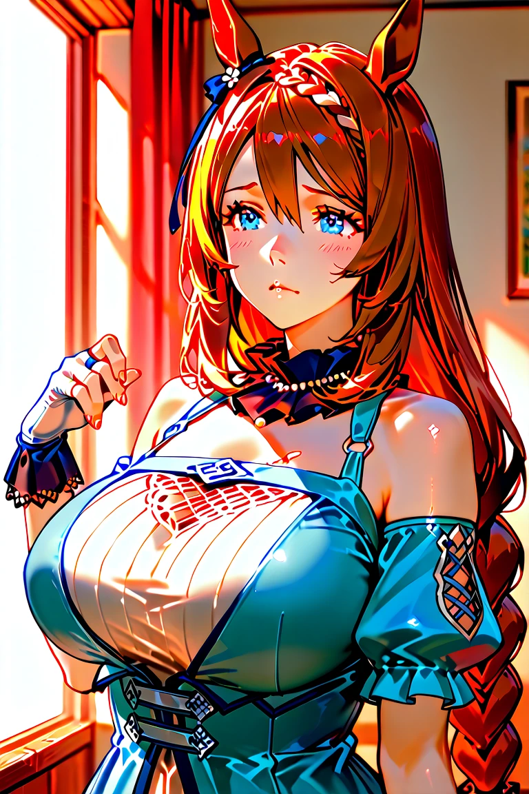 (8K, Best quality, tmasterpiece:1.2),\(eye detailed\),(\(Clothes detail details\)\),full bodyesbian,(huge tit),(Facial focus) ,Very detailed CG unity 8K wallpaper,hugefilesize,ultra - detailed,A high resolution,absurderes,beautidful eyes,Ray traching,dramatic shadow,finely detailled,Dramatic angles,Hyper-detailing,(1 girl:1.3),(Solo),A queen female,Mature female,Boende hair,Twin tail hairstyle,Wearing(white strapless dress with ruffles,Golden necklace,Fleece coat,boots)