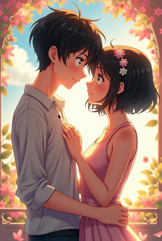 score_9, score_8_up, score_7_up, source_anime, 1boy, 1girl, mature female, mother bra no clothes and son, ???, hug kiss, smile, hand on head, kneeling, grab