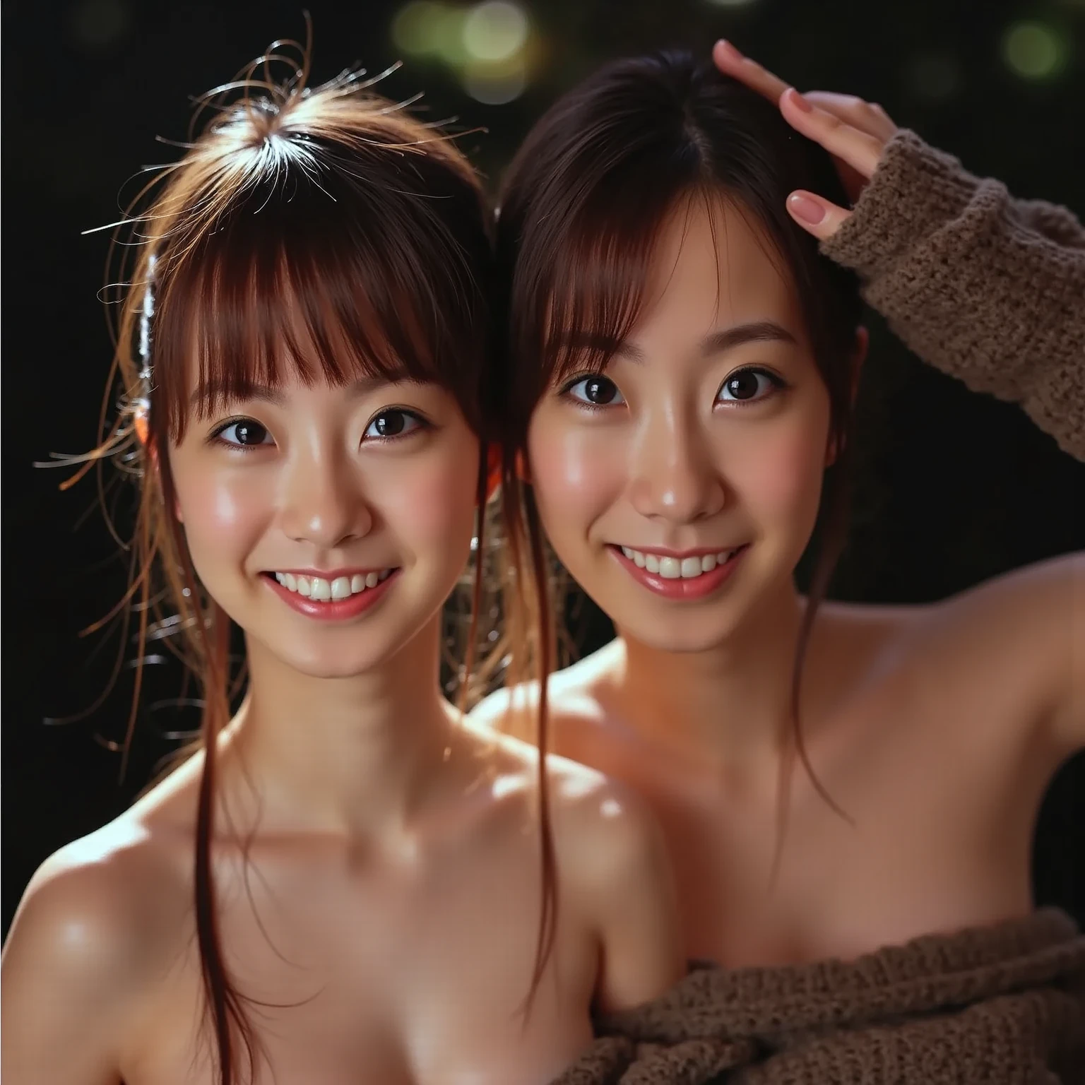 Two naked women are having an ancient wrestling match in roman empire. (Full body shot, Perfect feminine body, Exposing saggy big breasts, Exposure of genitals ,,No bra.). (Best Quality,4K,8K,hight resolution,masutepiece:1.2), Ultra-detailed, (Realistic,Photorealistic,Photorealsitic:1.37), Illustrations, Eyes and faces with detailed, Realistic skin texture, Strong and dynamic body, Erotic action, Dramatic Lighting, Vivid colors, Bokeh.In Roman times,I hugged my chest hard from behind、Rubbing.Lifting the chest. ground techniques.kissing hard