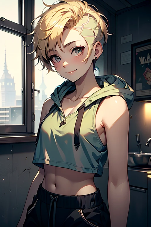 glow,masterpiece, beautiful, 4K, best quality, rave style, cute face, small breasts, blonde,high ponytail,pointed ears,round frame glasses,wide hips, Pouting expression, pantyhose, bunny girl
(nsfw:0.55), ((flat chested, flat stomach, baby face)), (intense colors)