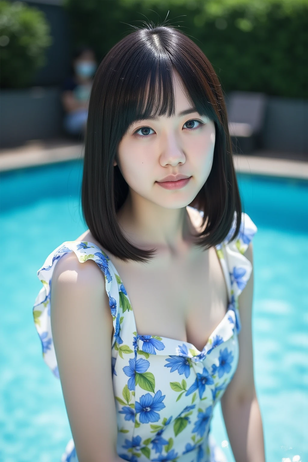 1 Girl, (Wearing a rainbow dress:1.2), (Supercluster), Very beautiful Japanese idol portraits, (RAW Photos, Highest quality), (Realistic, Realistic:1.4), (masterpiece), Very delicate and beautiful, Very detailed, 2k wallpaper, wonderful, finely, Very detailed CG Unity 8K wallpaper, Very detailed, High resolution, Soft Light, Beautiful detailed girl, Very detailed目と顔, Beautiful and sophisticated nose, Beautiful and beautiful eyes, Cinema Lighting, (Fashion magazine photography:1.3), (Outdoor), (night lighting), (Waterfront), (short hair), Complete Anatomy, Slender body, Small breasts, smile