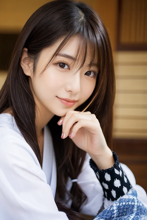 portrait of a beautiful voluptuous Japanese housewife,age 33, hot ,looks young for her age , realistic.