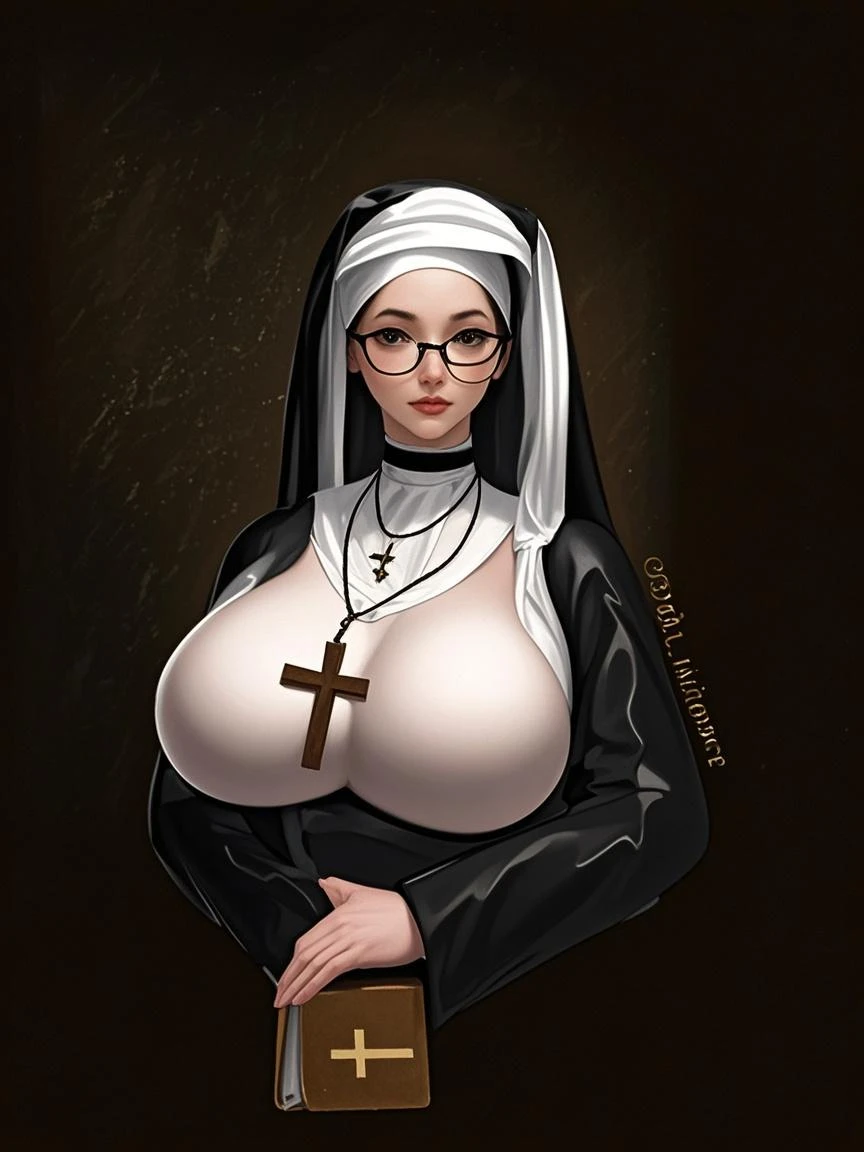 An arabic transgender woman, milf, with big natural breasts, big rounded ass, small dick, futanari, wide open mouth, wear silk hijab, face veil,  milky print corset, black stocking, 7 inch high heels, collar jewelry, lace gloves, sexy glasses, completely naked, she is a transgender woman, make-up, lipstick, polished nails, belly piercing، body tattoos, standing inside a photographyn studio, giving the middle finger to the viewer, shot from above, dramatic lighting, rin light coming from top, sexy scene.