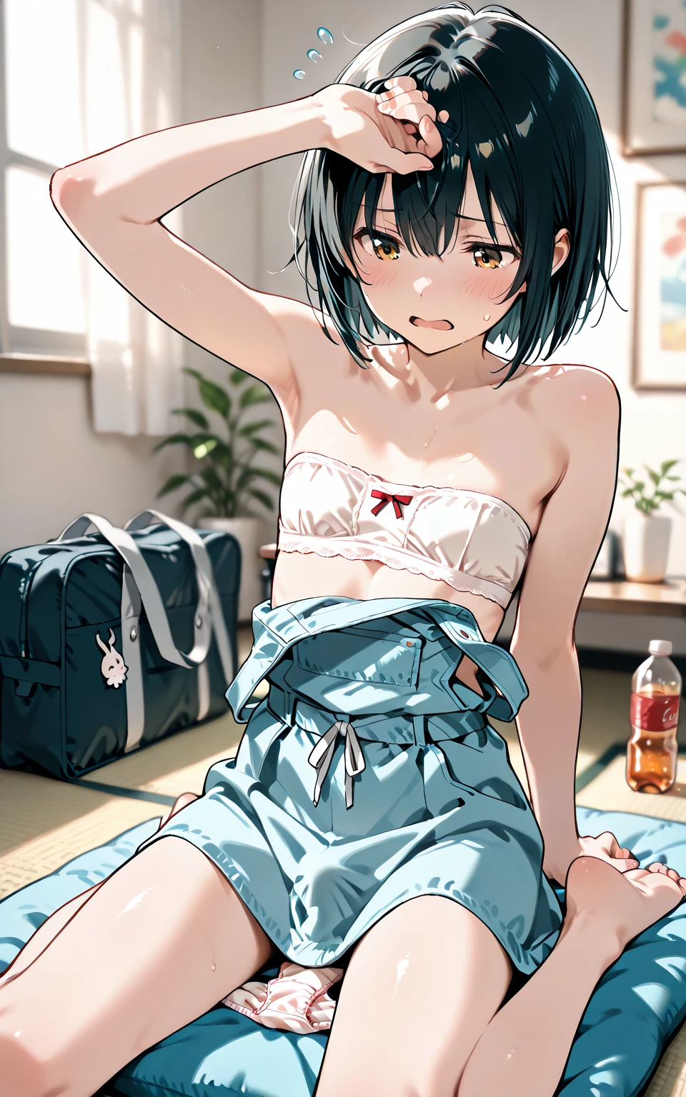 1 sexy girl, posing for a magazine, magazine cover, full body, bikini, (Loli), peni Parker, beautiful, 14 years, ((micro bikini)), good anatomy, masterpiece, hands back