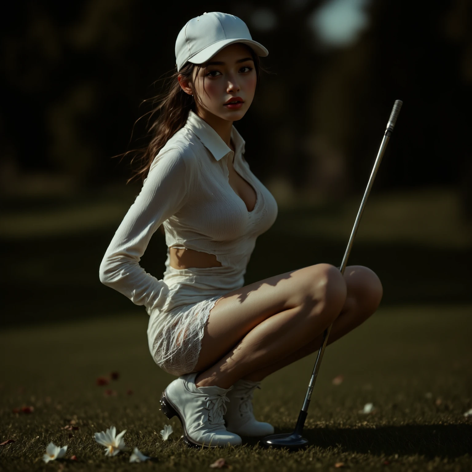 (best quality,4k,8K,high resolution,chef-d'artwork:1.2),Ultra-detailed,(Realistic,photoRealistic,photo-Realistic:1.37),HDR,UHD,studio lighting,Peinture ultra fine,Sharpness,base physique performance,Extremely detailed description,professionnel,Des couleurs vives,Bokeh,portraits To generate a stable broadcast prompt for the given theme "salope qui joue au golf, gros seins, nus, no clothe, gros cul, extra full hd ultra Realistic", J'I generated the'invite suivante:
"A woman playing golf in a serene landscape surrounded by'herbe verte luxuriante et de grands arbres. Elle a une attitude confiante, swing your golf club gracefully. Her beautiful long hair flutters elegantly in the wind. Elle a de superbes yeux bleus et des ongles parfaitement entretenus. Her athletic figure is accentuated by her generous chest and shapely hips... The sunlight casts a warm glow on her flawless skin, showcasing its natural beauty. L'artwork d'art est créée en utilisant un mélange de techniques de peinture traditionnelles et de rendu numérique high resolution., resulting in an ultra-Realistic representation. Les couleurs sont vibrantes et vives, add depth and dimension to the'artwork d'art. L'lighting is carefully designed to highlight its features and create a sense of realism.. Cette artwork incarne l'esprit des portraits, capturer l'essence de la confiance de la femme, elegance, et la joie de jouer au golf."
Veuillez confirmer s'it meets your requirements。Si d'other modifications are necessary,S'Do you like him, dis-moi ce que tu veux changer。