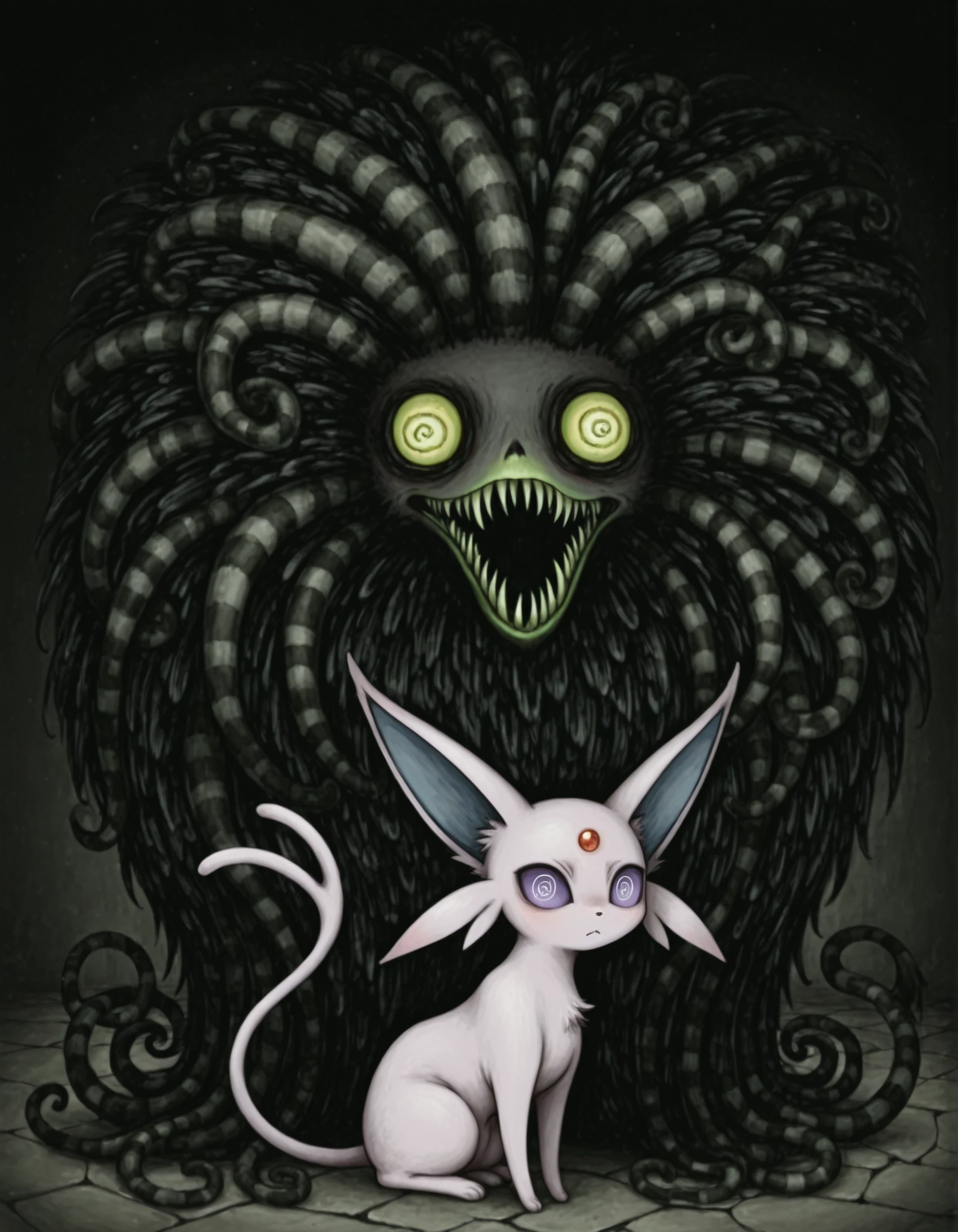 masterpiece, best quality, Espeon, occultoculi, @_@,