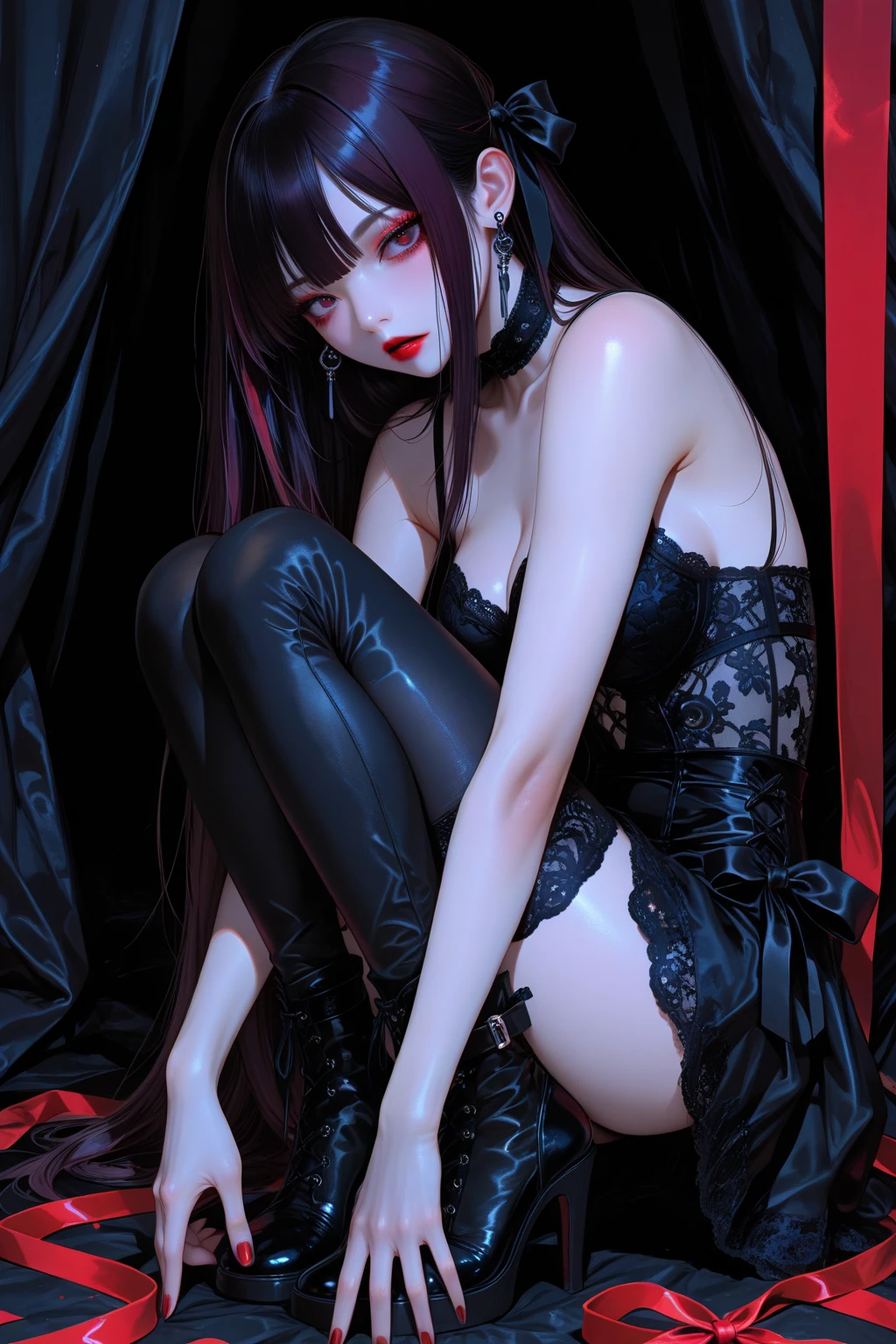Porn boy having sex with a goth girl