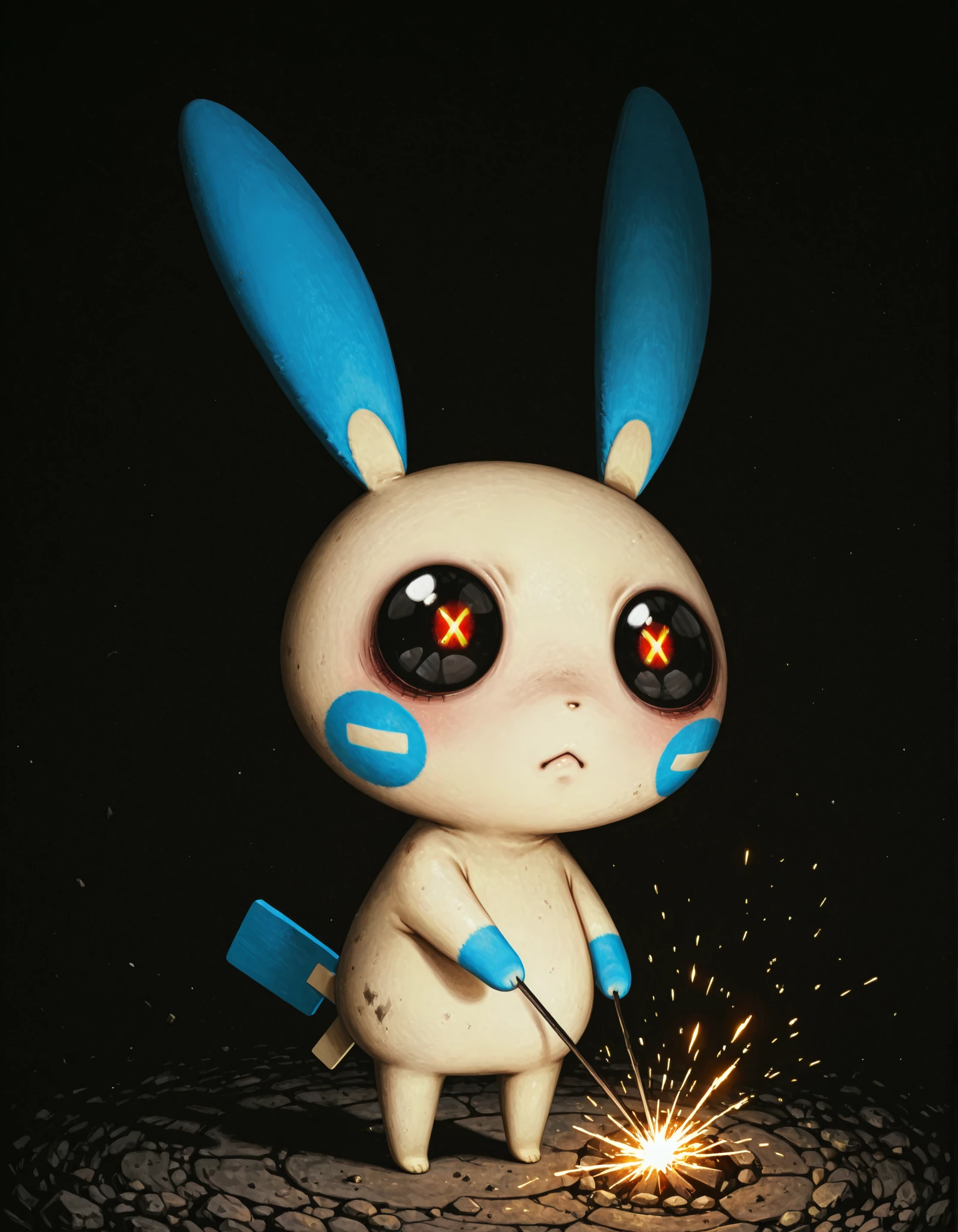masterpiece, best quality,
Minun , small sparks, devilish eyes
, nighttime backdrop