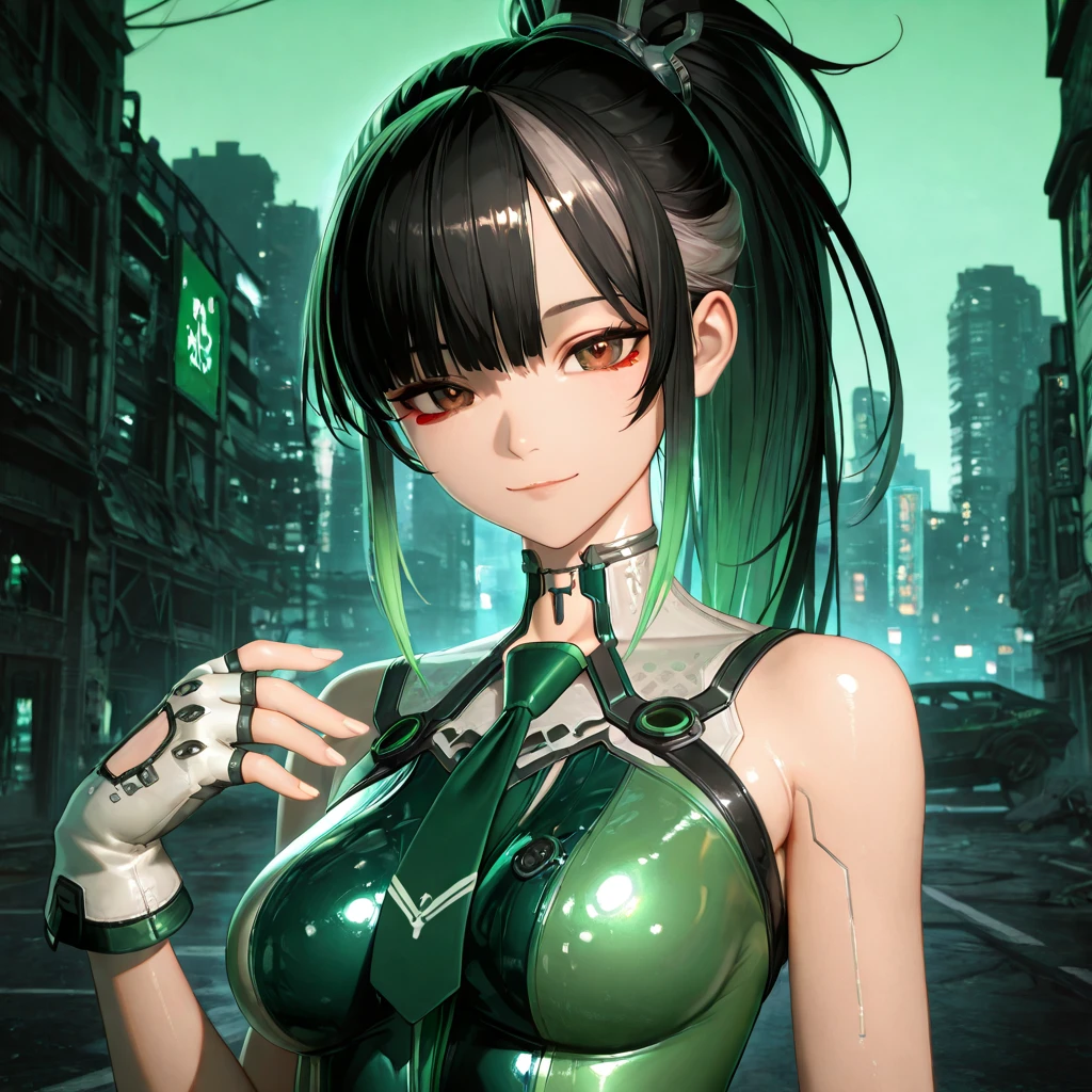 (1girl, streaked hair absurdly long hair twin braids, cyan eyes, , crazy) (digital) (in detailed street, (mechanical arms, virgin killer sweater, <lora:CenterOpenningVirginKillerSweater:1>, glowing)) , best quality, <lora:boldline:0.2> <lora:hairdetailer:0.2> mechanical arms, glowing, powerarm, <lora:powerarm:1>