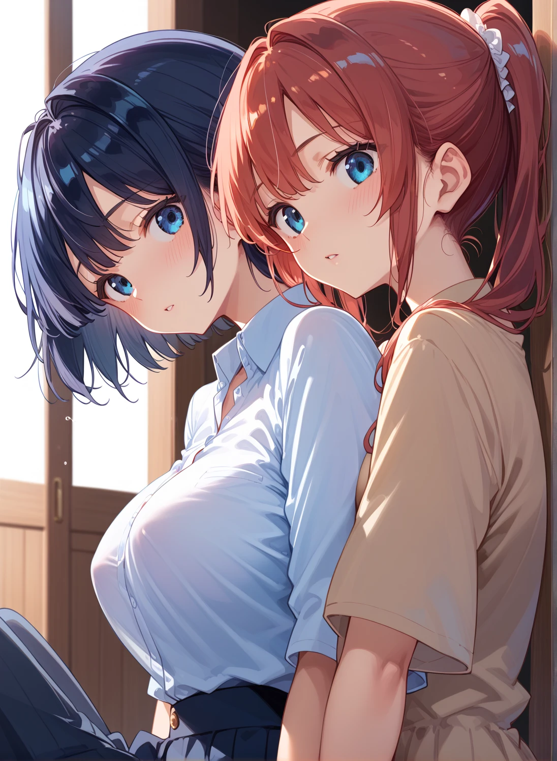 One Woman、Maki Nishikino、Low - Angle、黒panties、panties丸見え、Beautiful woman、Very thick thighs、Acme Face、Best image quality、High resolution、masterpiece、super high quality、Thick pubic hair、Screaming orgasm face、panties、Very big ass、Very large breasts 、Blushing、4K quality、Blushing、Sweaty all over、Heavy breathing、Steam around the buttocks、Cowboy Shot、Cowboy Shot、{Highest quality}, {so beautiful}, {Very detailed}, {Best illustrations}, Usage notes,