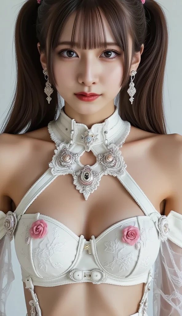 (((Masterpiece))), ((((best quality)))), (((very detailed))), (Highly detailed CG illustrations.), ((Delicate and extremely beautiful)),(cute delicate face),Cinema-grade lighting,((1 mechanical girl)),alone,Full body,(Machine-made joints:1.4),((mechanical limbs)),(blood vessels connected to pipes),((A mechanical spine is attached to the back.)),((The mechanical cervix is attached to the neck.)),((sit)),expressionless,(Wires and cables attached to the head and body:1.5),(Focus on character),science fiction