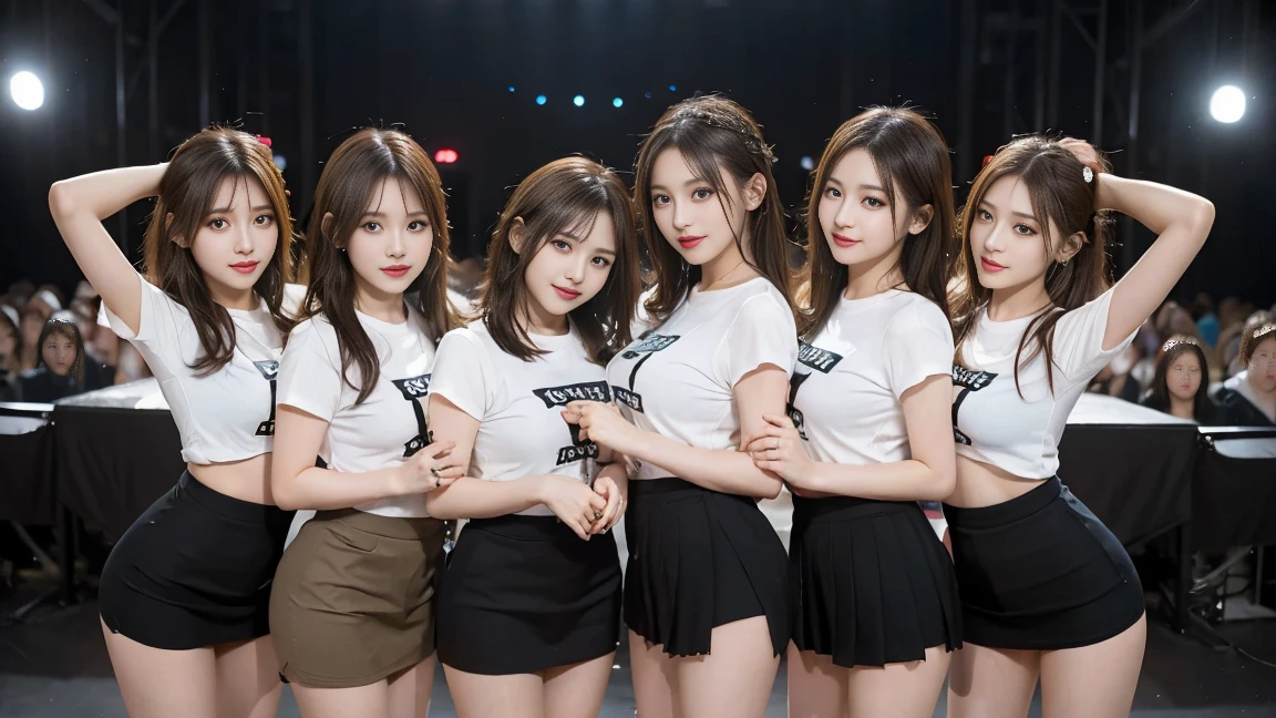 Big Breasts、Nipples、A group of 10 female students standing in a row、1 Female、(Super beautiful)、(Facial beauty:1.5)、(Spread your legs:1.3)、(White panties:1.5)、concert、Idol、uniform、(funeral)、(Black background, Long Sleeve Dress:1.5)、Black background High Heels、(At SFW:1.3)、(Bare legs:1.1)