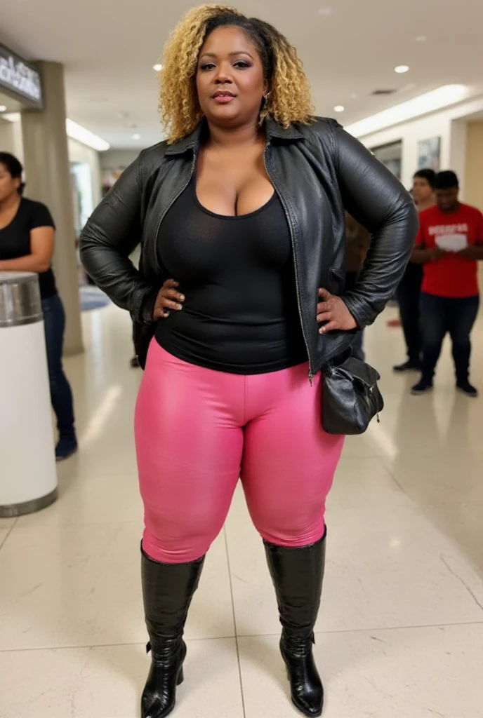 <lora:victoriacakes:1>,victoriacakes,chubby,((((wide hips)))),(((latex pants))),(((((sweater))))),eyeliner,lipstick,pink hair,((((makeup)))),(((slim waist))),, Fujifilm X-T3,1/1250sec at f/2.8,ISO 160,84mm,RAW photo,Uplight,wide shot,ideal face template,film grain,distance from camera,RAW Photo, DSLR,, <lora:add_detail:1>,detailed face,realistic skin texture,realistic pores, photorealistic photo,highly detailed 8k photo,hyperrealism,