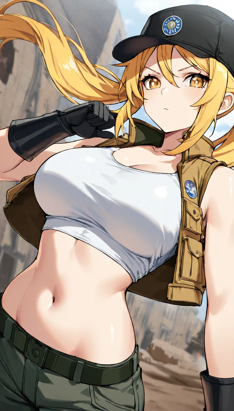 anime illustrated、Fantasia、Blonde lewd gal knight、maikurobikini、A Gothic Church、thick thighs、Colossal tits、Plump body、Expose nipple、seminude、(exposing their genitals)、超A high resolution、Archaic Smile、Close-up of people、Full body armor