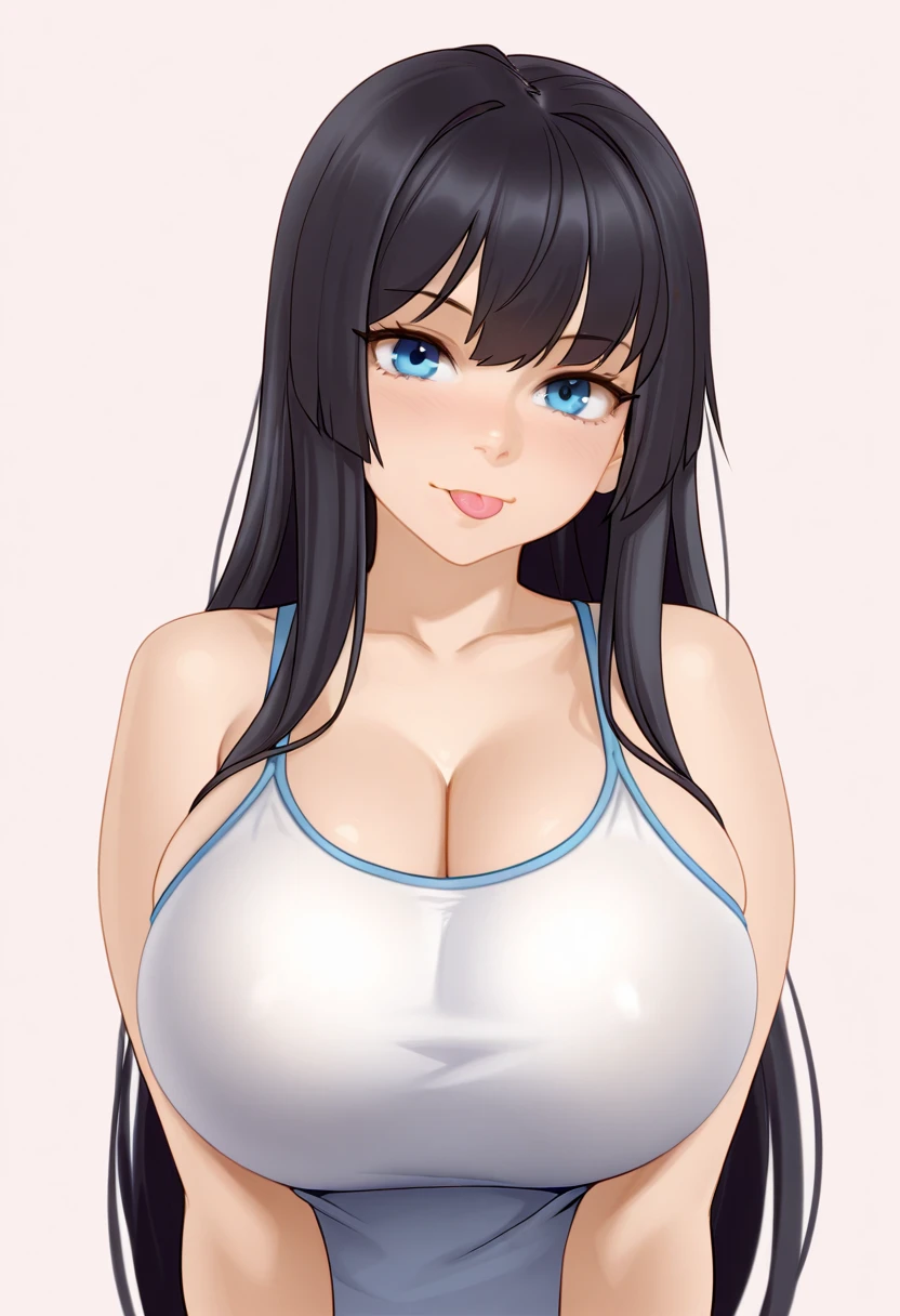 1woman,solo,milf,mature female,medium long hair,black hair,asymmetrical bangs,black eyes,plump,large breasts,armpit,open armpit,armpit focus,
