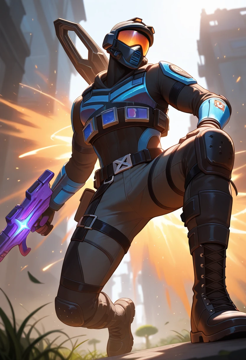 Female ice skater,Wearing a black leather jacket,A futuristic helmet,Glide along the ground,individual,Hyperrealism,Wallpaper quality,Photography style