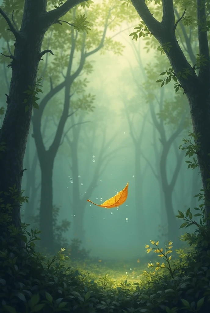 in the morning mist,of the reinforced forest had not fully awakened,was that condensed water,shook off a few yellow leaves,like a letter to the fall。
