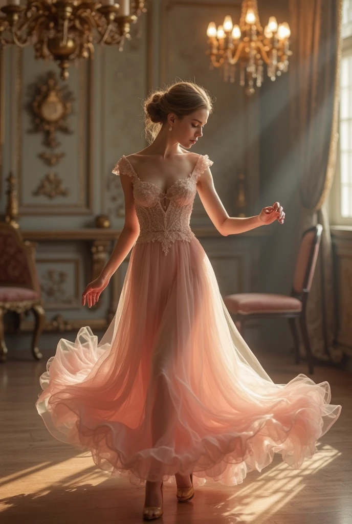 closeup shot, woman in a dress standing in front of a window, romanticism, in evening gown, flowing gown, wearing a flowing dress, mysterious woman, haunting beautiful young woman, wearing a white flowing dress, flowing dress, woman in dress, extremely moody pink lighting,
