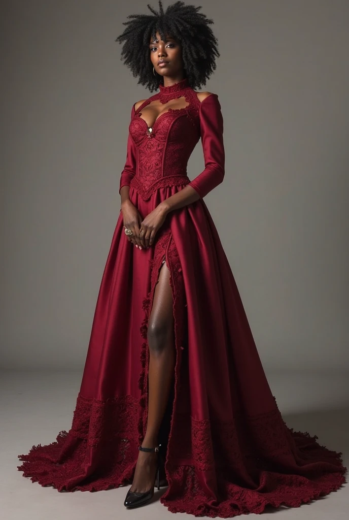masterpiece, calligraphy art, calligraphy, modern art, realistic, intricate dark and gloomy portrait of an African woman with open arms full body with light brown eyes in a flaming red hooded red robe, flowing red warrior robe dress, unnatural dark skin, African calligraphy facial tattoo, surreal, fashion photography, abstract, absurd resolution in 8k
