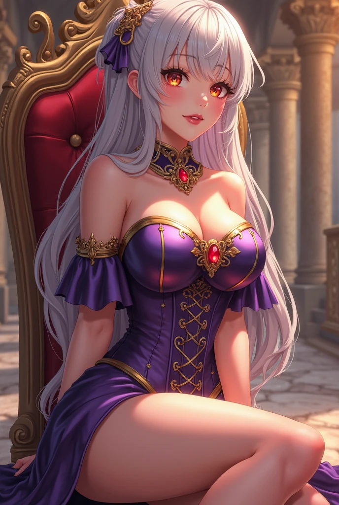 (fantasy realms:1.6, magical atmosphere:1.4, fullmoon, moonlight, outdoor), (lying, spread legs, outdoor, ), 1girl, ( (beauty:1.8, beautiful:1.8, elegance:1.6), elf ears, (long straight hair:1.4), (white hair:1.4), (mauve eyes:1.6), red lips, tall, curvy, large breast, sagging breast, sexy, atractive, jewlry, slightly makeup, smirk, one piece dress:1.6, eleborate dress:1.4, fine fabric emphasis, cleavage, (white skin:1.4), bronzed, evil smile) , (master piece:1.4, best quality:1.4, intricate details, highres, eleborate atmosphere:0.90, 8K, 4K, UHD, Ultra Detailed 8K CG, ultra high res, High quality texture, High quality shadow, vivid colors, HDR) <lora:cailin-v1.5-realistic-final-6ep:0.60>
