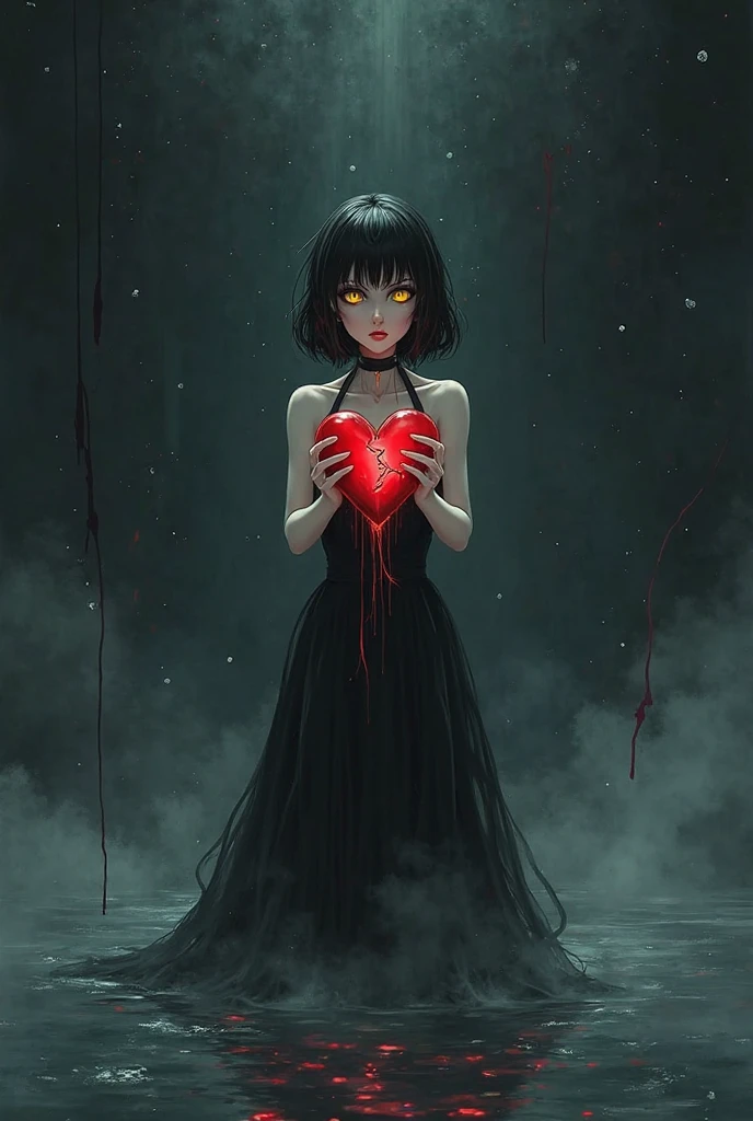 in style of Ashley Wood,
1girl,knees apart feet together,?,large areas of white space,grey_background,(minimalist red background:1.1),sitting,at the bottom of the screen,(looking up side:1.5),from the side,oil_painting_(medium),drop_shadow,the ultimate sparkle,the eyes emit a point light source,red clothes,(red_background:1.1),(red glowing eyes:1.7),red worship,red glow,shades of red,(dark:1.2),(the ultimate in darkness:1.2),(red moon celestial bodies:1.1),a sea of red clouds,(chaotic diffraction:0.5),red sky,red skin,wideangle,(an intense light shone on the silhouette of the maiden:1.3),(rough oil brush strokes:1.6),tyndall pillar of light,