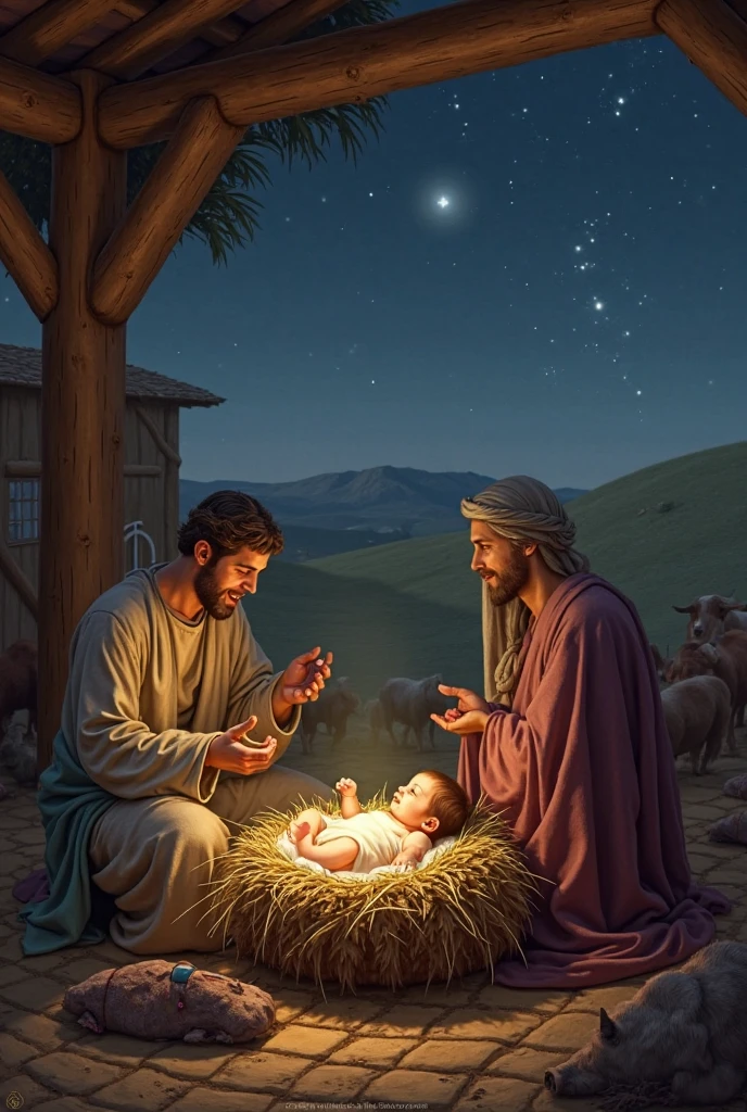 "Artistic depiction of Abraham receiving divine instructions to leave your, sua cidade natal, with a starry sky in the background."