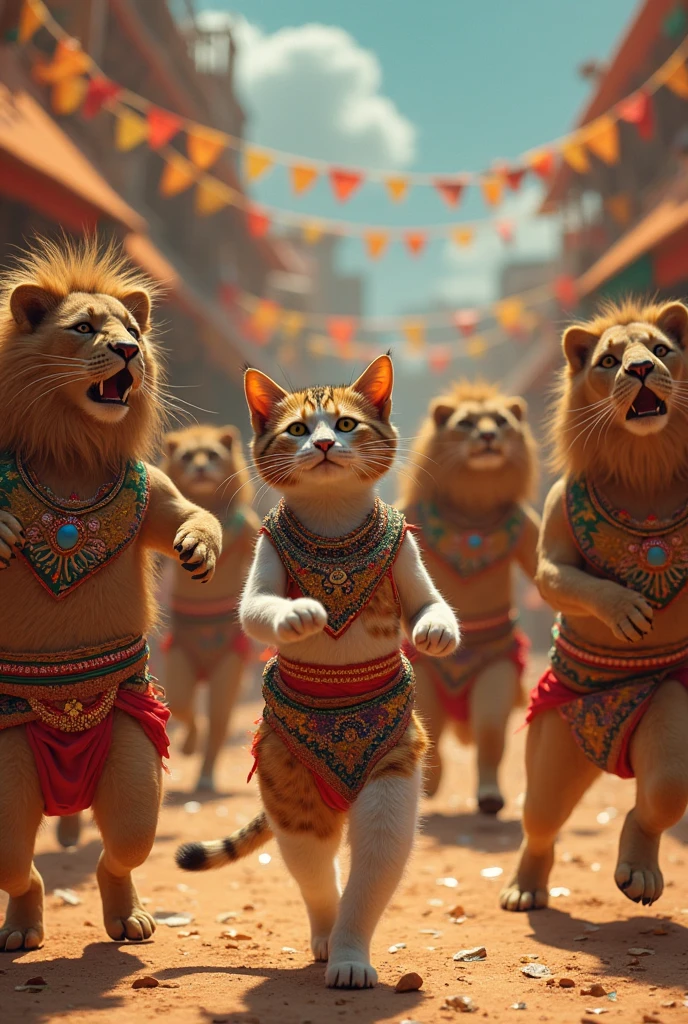 Ocelots passing through the samba drums