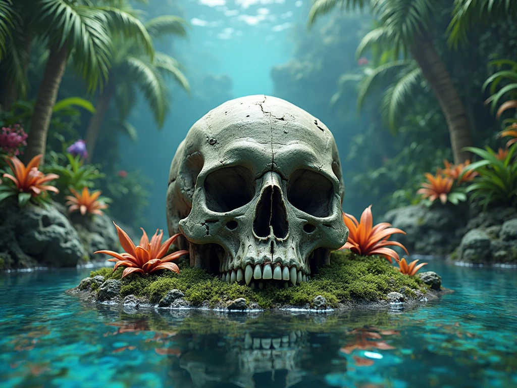 ((Masterpiece in maximum 16K resolution):1.6),((soft_color_photograpy:)1.5), ((Ultra-Detailed):1.4),((Movie-like still images and dynamic angles):1.3) | ((double contact):1.3), ((Mysterious Island With Waterfall Skull Cave):1.2), ((Superimposed on Lush Jungle Island):1.1), ((Dark Ocean lighting):1.3), Oil and ink on canvas, fine dark art, super dramatic light, photoillustration, amazing depth, the ultra-detailed, iridescent black, superfluous dreams, intricately details, amazing depth, Amazing atmosphere, Mesmerizing whimsical vibrant landscapes, ((Waterfall Skull Cave):1.2), ((Detailed Mysterious Island):1.1), ((Majestic view):1.1), ((exotic hand gloves):1.1), Maximalism ((beautiful outside, Ugly inside, pressure and pain, beauty and despair, hard and soft, positive and negative, hot and cold, Sweet and sour, Vibrant but boring, Perfect harmony, light and shadows, old and young, Black and white, Corresponding color, loud and quiet, Chaos and peace, life and death):1.2) The complex masterpiece of a real-time engineering leader. | Rendered in ultra-high definition with UHD and retina quality, this masterpiece ensures anatomical correctness and textured skin with super detail. With a focus on high quality and accuracy, this award-winning portrayal captures every nuance in stunning 16k resolution, immersing viewers in its lifelike depiction. | ((perfect_composition, perfect_design, perfect_layout, perfect_detail, ultra_detailed)), ((enhance_all, fix_everything)), More Detail, Enhance.