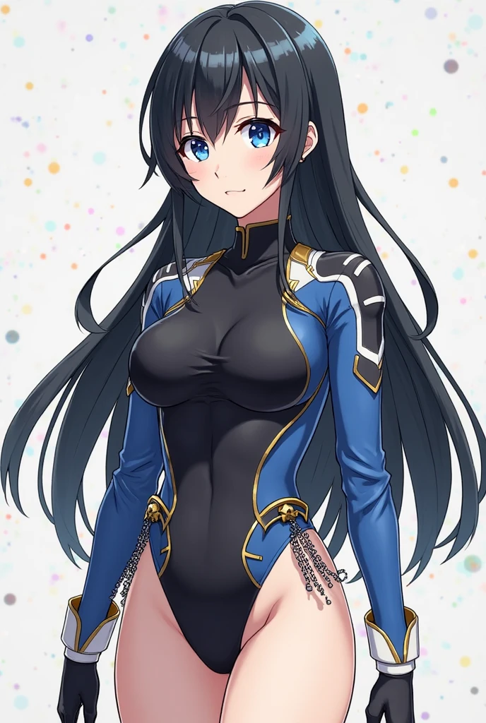 tall girl, large breasts,long hair,  shiny hair, blue eyes, bikini ,high detailed,dynamic pose, black hair, hair over one eye,mole under eyes,