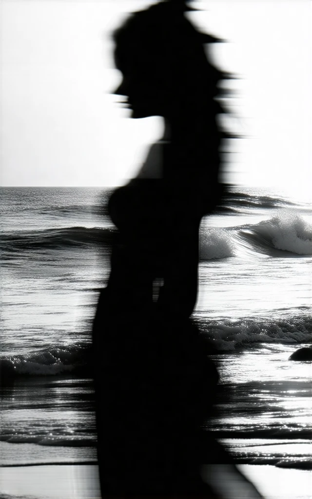 singlelineart style, black and white, drawing of a surfer woman