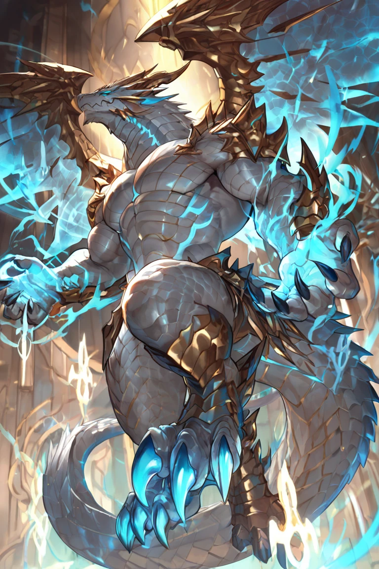 Body and coat: His body is robust and powerful, with mostly white fur. It has several Metal plates that cover its body..., especially on his extremities and head.

head and face: Solgaleo&#39;The head has a Metal structure that resembles a crown or helMet.. In the center of his forehead there is a golden star-shaped symbol...... His eyes are large and deep blue....., with vertical pupils. The mouth shows prominent and sharp fangs...

Me: Her hair is stunning and white with golden tips...... The mane extends outwards and back.., giving you a radiant sunshine appearance. between the mane, You can see soMe light blue strands..

extremities: His legs are strong and muscular..., with sharp claws. The front legs have golden plates that partially cover them..., while the rear ones have blue details.

cola: Solgaleo&#39;The tail is long and robust.., with a golden end that resembles a flash of light.

Metal details: all over your body, especially on his chest and legs, It has Metal plates that reinforce its futuristic warrior appearance..

colors: White colors predominate, gold and light blue in its design, con Metal details que brillan bajo la luz. Explicitly masturbating his gigantic erect cock 