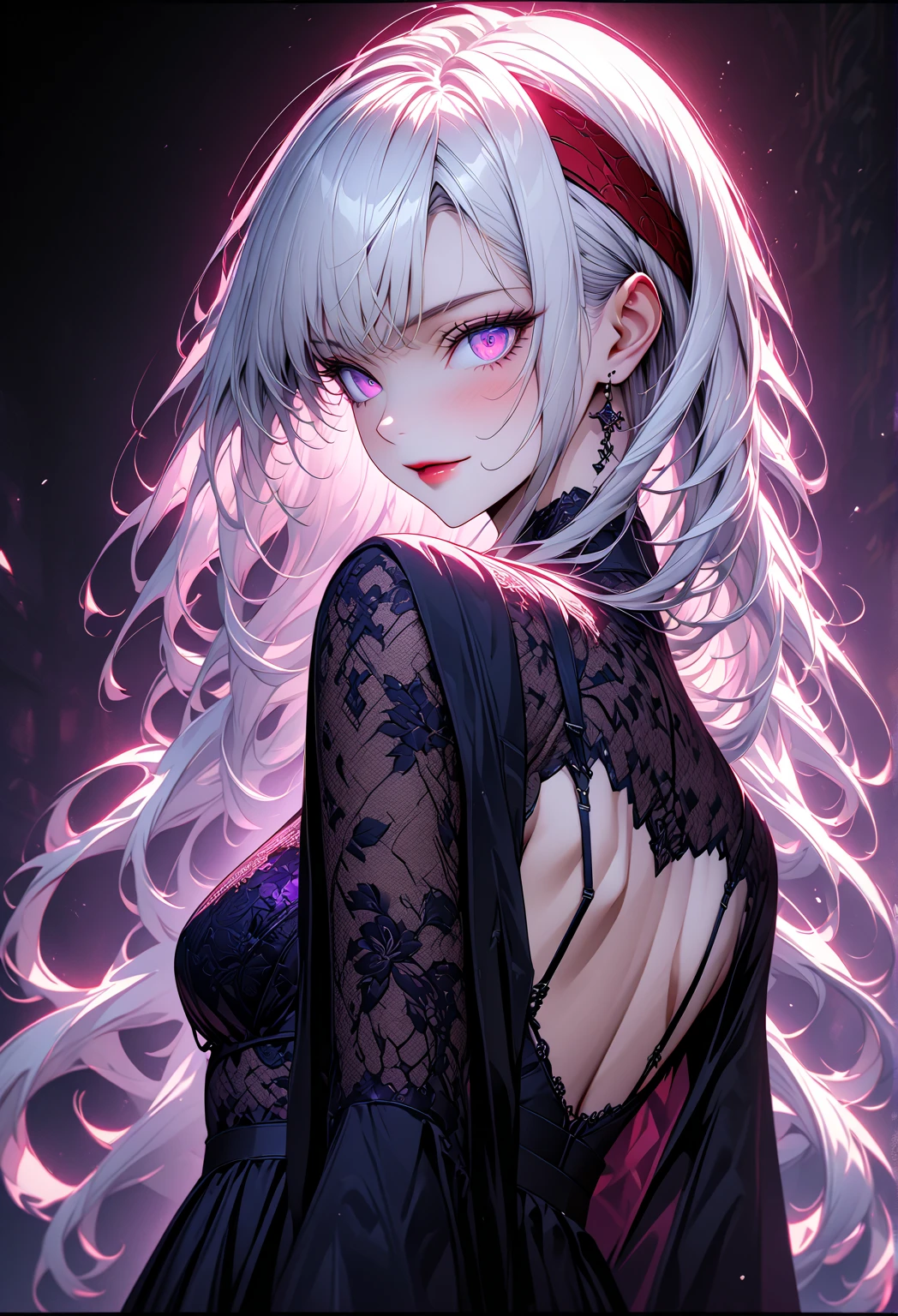 One beautiful woman, ,
long ponytail 、Platinum blonde hair color , purple eyes, beautiful eyes, detailed eyes ,
Two-tone hair colors,small face、anime makeup、"A girl with a cute and androgynous face"、white skin、cute eyes、Very thin eyebrows、tall、stylish black luxury fashion、stylish outfits 、、25 years old、British girl、Has a languid look、anger、Lower the corners of your mouth with no expression on your face、Photographed from the side diagonally、model photoshoot、masterpiece、highest quality、high resolution、luxurious 、glaring expression、korean makeup 、Cool photos、Various poses、rich , an expression of despair, lifeless eyes , plump body. knights outfit, royalty, guardian,blood on the faces, handsome girl, handsome face, amors