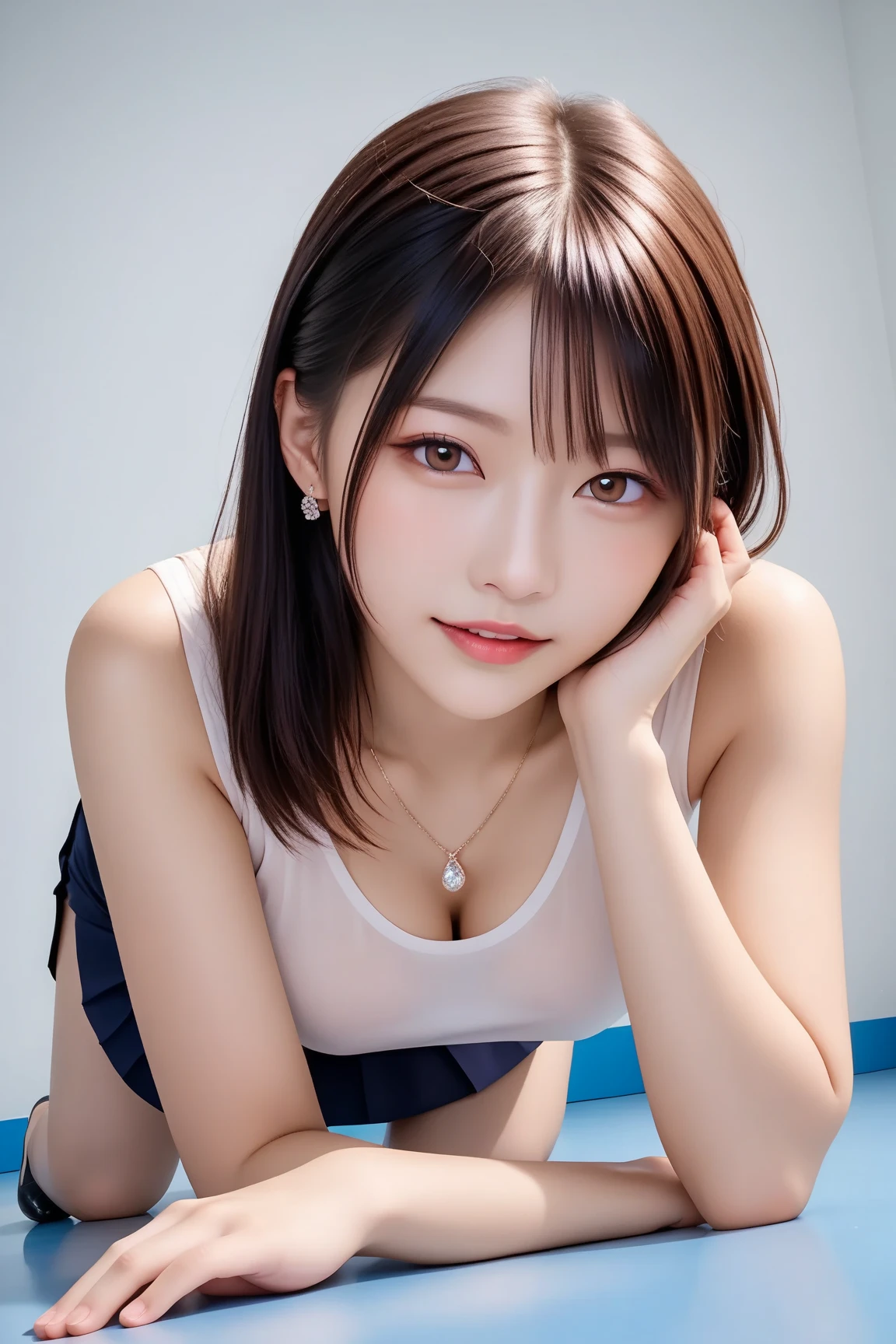 8k, Ultra-high resolution, Highest quality, masterpiece, 三分割法によるphotograph,Surreal, photograph, 1 Girl, (16 years old:1.3), pretty girl, Cute Face, Beautiful eyes in every detail, 細かくdetailedに,masterpiece,One Girl:1.2, Japan Female Announcer,upper body,blank expression,Black Hair,Messy hair,Station platform,風景photograph,Clean and modest clothing,Natural Makeup,Beautiful leg line beauty,Realistic Skin, Perfect and beautiful face ,完璧でCute Face, Skin with attention to detail, Perfect limbs、Narrow waist、Thin legs),Looking at the audience、beauty,Long neck、(((Ideal body type))),A cup small breasts :2,Portraiture:2,Perfect Anatomy,鮮明なdetailed,detailed,Surreal,Light and shadow,dappled sunlight