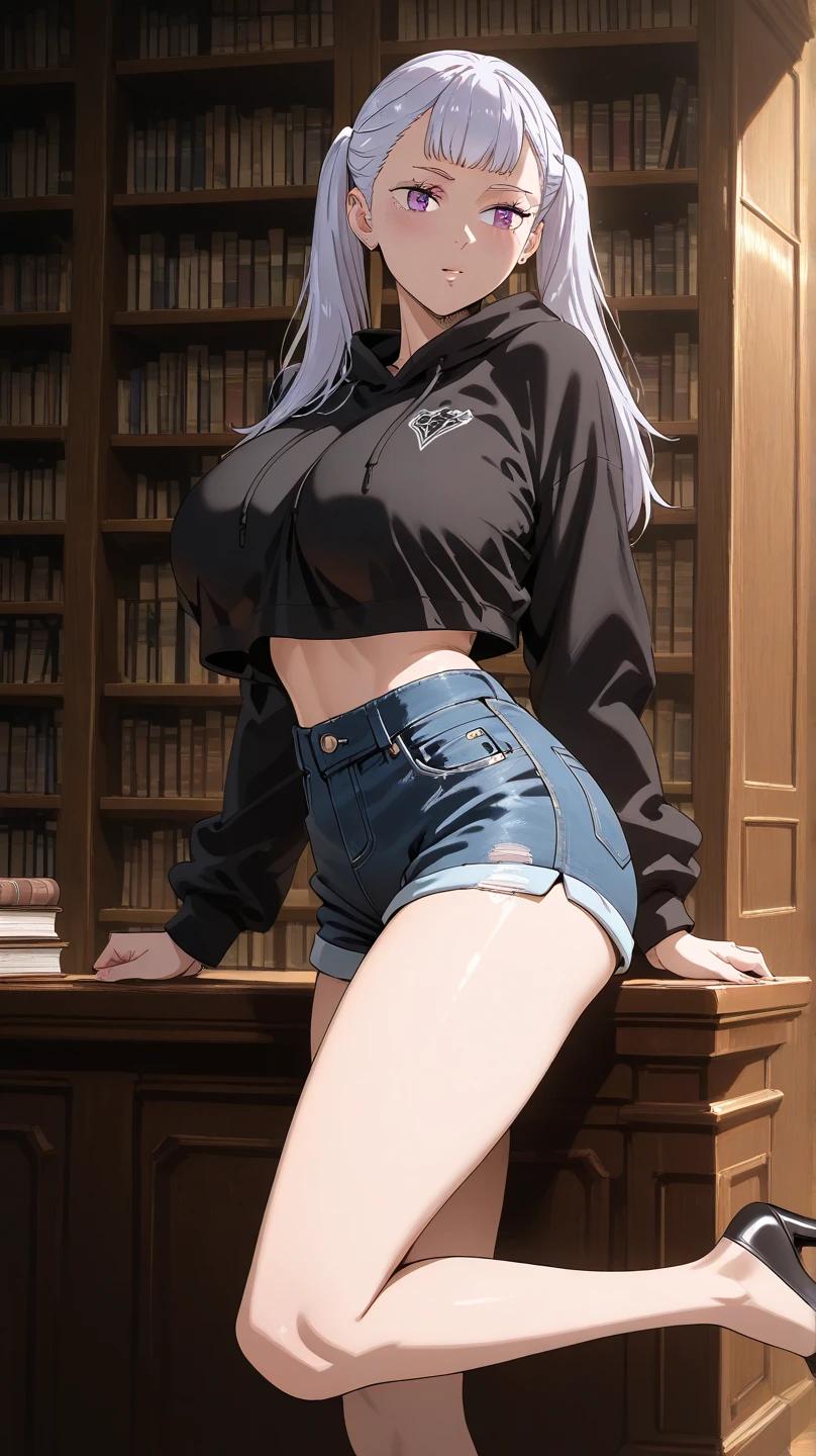 (Best quality, 4k, Masterpiece :1.3, 8k, ultra-detailed, ultra-masterpiece), mature pretty woman, ultra-detailed face, detailed lips, full lips, detailed eyes, double eyelid, wide hips, thick thighs, smooth skin, (big breasts:1.4), white hair, ((red eyes)), ((thicc body)), tall, skinny jeans and a black leather jacket over a white tank top, (Reading a book in a room), sitting in a chair, reading a book in a room, background window with several buildings in the background